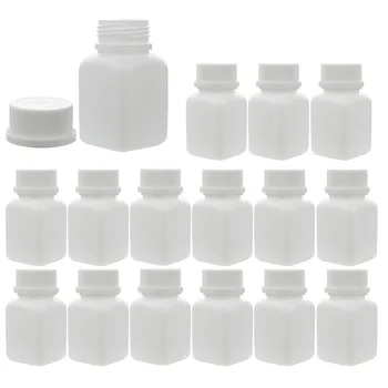 20 шт. 30 мл пустые маленькие белые пластиковые капсулы квадратной формы HDPE Бутылки для таблеток 1 унция Бутылки для лекарств с крышками с защитой от несанкционированного вскрытия