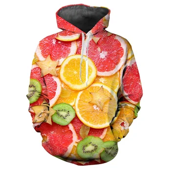 2022 Новые женские/мужские модные фрукты и овощи 3D толстовка с круглой шеей с капюшоном забавный пуловер Fall Street Hoodie