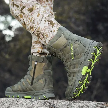 2023 Военные ботинки Мужчины Большой размер Тактическая обувь Мужчины Спецназ Кожаные армейские сапоги Мужчины На открытом воздухе Походная обувь Бесплатная доставка 4