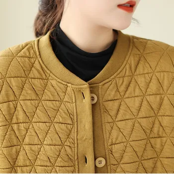 2023 Выпущены новые продукты осень-зима Свободная женская куртка Чистый цвет Матери среднего возраста Модная хлопковая одежда T761 2