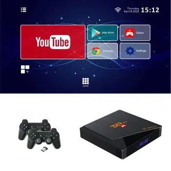 2023 Игровая консоль в стиле ретро и Android Smart TV Box 2 в 1 9000+ Games Box с 3D-игровым планшетом 64G Media Player Box 4K Youtube 5