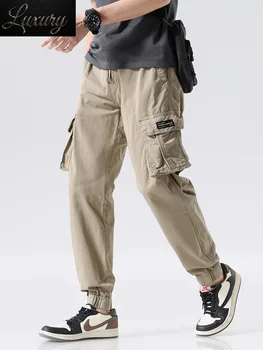 2023 Новые летние брюки-карго Мужские повседневные рабочие бегуны уличная одежда Мода с несколькими карманами Легкие хлопковые брюки на шнурке Мужской