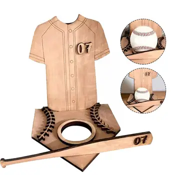 2023 Новый простой и персонализированный деревянный бейсбольный логотип Крытый настольный склад Короткая стойка Дисплей с рукавом Z9p7