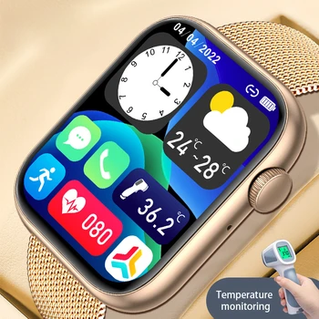 2024 Bluetooth Call Смарт-часы Мужские спортивные часы с фонариком Часы Частота сердечных сокращений Температура Кровяное давление Женские умные часы для Android