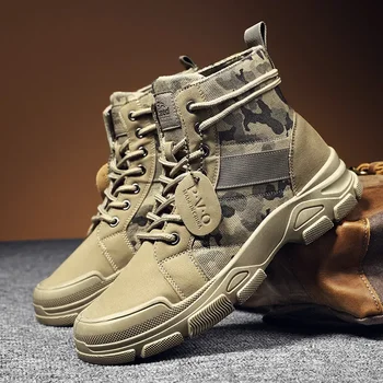 2024 весна Новые военные ботинки для мужчин Камуфляжные ботинки для пустыни Высокие кроссовки Нескользящая рабочая мужская обувь Buty Robocze 0