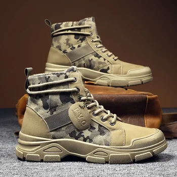 2024 весна Новые военные ботинки для мужчин Камуфляжные ботинки для пустыни Высокие кроссовки Нескользящая рабочая мужская обувь Buty Robocze 1