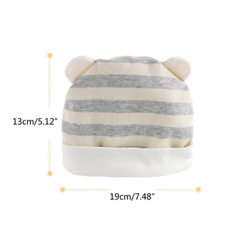2024 Новая детская шапка для новорожденных Шапочка с черепом Дышащая хлопковая шапка Милые медвежьи уши Детская шапочка Безопасная для кожи новорожденный 5