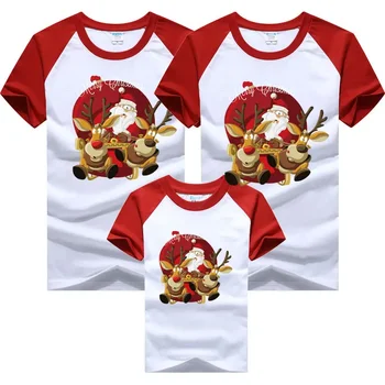 2024 Новогодние футболки для всей семьи Мама Дочь Папа Сын Рождественская подходящая одежда Хлопок Детские футболки