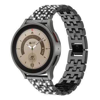 20мм 22мм ремешок для Samsung Galaxy Watch 6 классический 43 мм 47 мм / 6 / 4 / 5 pro 45 мм металлический бриллиантовый браслет correa HUAWEI GT 2 GTR 4 ремешок