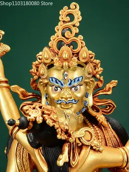 21см медь латунь резьба позолота позолота зеленая статуя будды джамбалы тибетский буддизм бог богатства скульптура 2