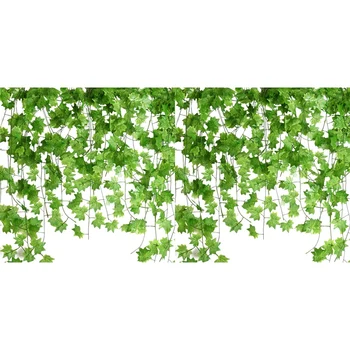 24 шт. 7,5-футовые искусственные кленовые листья висячие виноградные лозы, искусственные гирлянды плюща висячие растения для садовых свадебных украшений