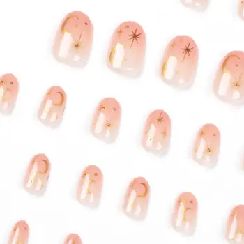24 шт./комплект Пресс на ногтях Съемные женские девушки Пресс на ногтях Розовые накладные ногти Женщины Девушки Искусственные ногти Маникюрные принадлежности 0