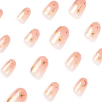 24 шт./комплект Пресс на ногтях Съемные женские девушки Пресс на ногтях Розовые накладные ногти Женщины Девушки Искусственные ногти Маникюрные принадлежности 1