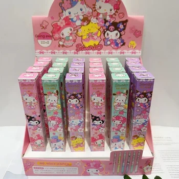 24 шт./ коробка Симпатичная гелевая ручка Sanrio Hello Kitty Kuromi Cinnamoroll шариковая ручка Студенческие канцелярские принадлежности Оптовая продажа ручек на водной основе