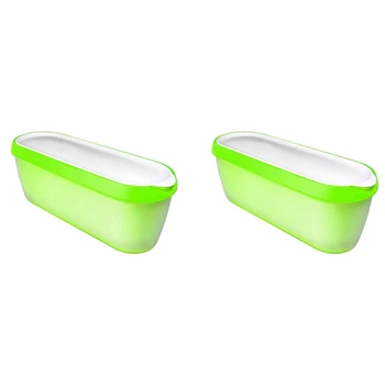 2X Контейнеры для мороженого для многоразового хранения в морозильной камере (зеленый) 0