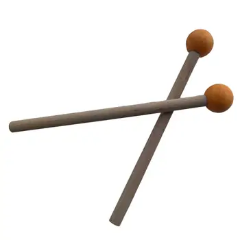 2x Перкуссионные ксилофонные колокольчики с деревянной ручкой Стальной барабан Молоток для практикующих Гонг Колокольчики из деревянных блоков 5