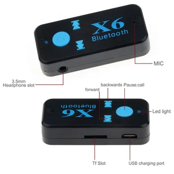 3,5 мм Aux Bluetooth Гарнитура Авто Комплект Беспроводной A2Dp Аудио Ресивер TF Карта Mp3 Музыкальный Передатчик Для Автомобиля Динамик Mp3 Плеер 4