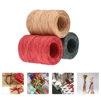 3 рулона натуральная рождественская сумка для подарков из рафии отдает предпочтение плетеной вязальной веревке DIY Wrapping 1