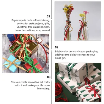 3 рулона натуральная рождественская сумка для подарков из рафии отдает предпочтение плетеной вязальной веревке DIY Wrapping 4