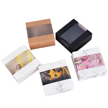 300 шт./лот 8 цветов крафт-бумага подарочная коробка с окном ручной работы мыльница ювелирные изделия печенье подарочная конфетная коробка свадебные подарочные коробки