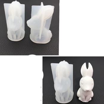 3D кролик эпоксидная смола силиконовые формы фигура литье для ароматерапевтической свечи DIY Ремесла Пасхальное украшение 0
