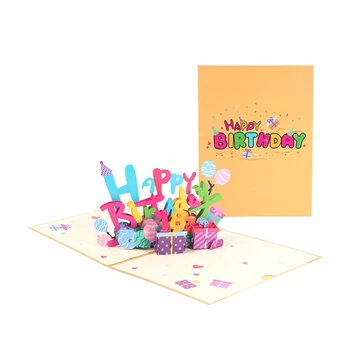 3D Трехмерная Поздравительная Открытка День Рождения Красочная Ручная Работа Бумага Резьба Благословение Подарочное Сообщение Вставка Цифровая Карта Прочный