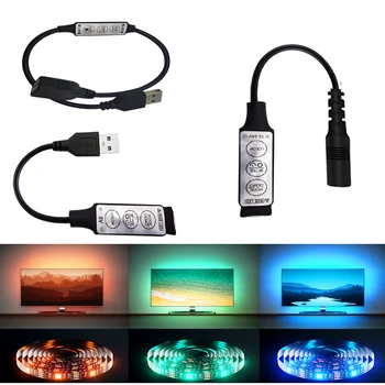 3Key USB DC RGB LED контроллер постоянного тока 5 В-24 В регулировка яркости Для светодиодной ленты 3535 2835 5050 RGB 0