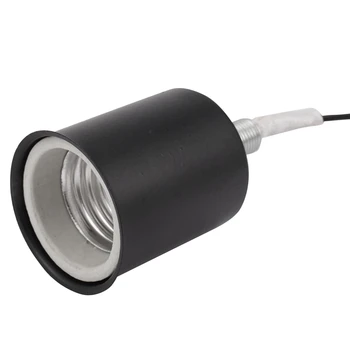3X E27 Керамическое винтовое основание Круглая светодиодная лампочка Патрон для лампы Адаптер для патрона Металлический держатель лампы с проводом Черный 3