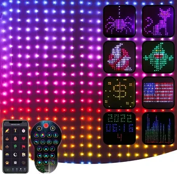 3X3M Умный оконный занавес с управлением приложением String Light с DIY Pattern Pictures Bluetooth App RGB Рождественский занавес Fairy Light