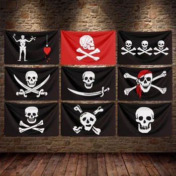 3X5Ft Черная Борода Пират Эдвард Тич Флаг Полиэстер Цифровая Печать Баннер Для Декора