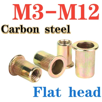 4.8 Цветная цинковая оцинкованная углеродистая сталь Заклепочная гайка M3 M4 M5 M6 M8 M10 M12 Заклепочная гайка с плоской головкой Резьба Вставная гайка 0