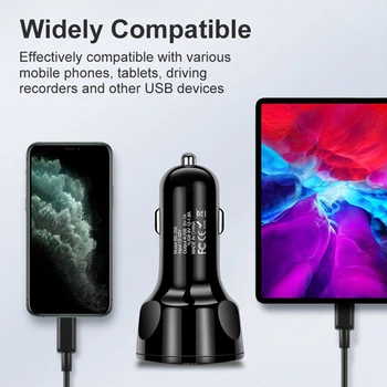 4 в 1 QC 3.0 Светодиодное автомобильное зарядное устройство Быстрый адаптер, автомобильное 4-портовое USB-зарядное устройство для мобильного телефона с подсветкой для планшета Samsung Iphone 1