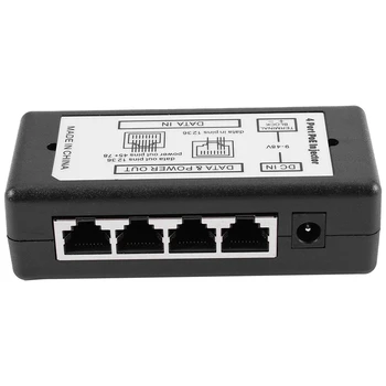 4 порт Poe Инжектор питания Poe Адаптер питания Poe Контакт источника питания Ethernet 4,5 (+) / 7,8 (-) Вход DC12V-DC48V для IP-камеры