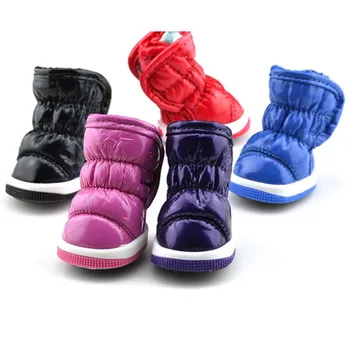 4 шт./комплект Зимняя обувь для собак для маленьких собак Теплая флисовая обувь для щенков Водонепроницаемые зимние сапоги для собак Чихуахуа Йорки Тедди Обувь 0