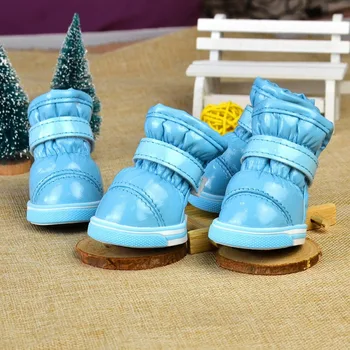4 шт./комплект Зимняя обувь для собак для маленьких собак Теплая флисовая обувь для щенков Водонепроницаемые зимние сапоги для собак Чихуахуа Йорки Тедди Обувь 3