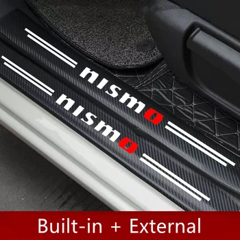 4 шт. Углеродное волокно Защита дверного порога Кожаные виниловые наклейки для Nissan GTR GT-R NISMO R35 премиум автомобильные аксессуары