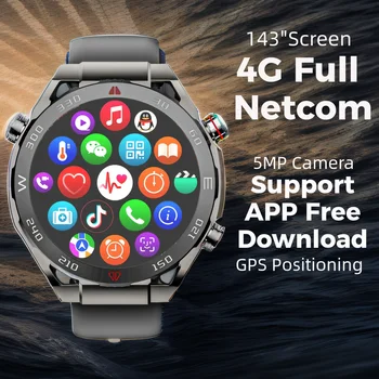 4G Full Netcom Smart Watch Global Call 1,43-дюймовый AMOLED-экран для загрузки приложения и напоминания о сообщении фитнес-трекера Батарея 800 мАч