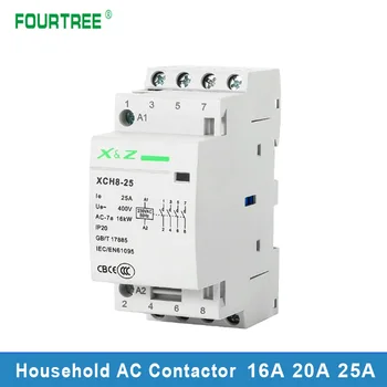 4P Автоматический модульный бытовой контактор переменного тока переменного тока AC230V 4P 16A 20A 25A 4NO 2NO2NC 3NO1NC 50/60 Гц