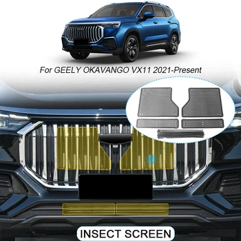 4PCS Автомобильная защита от насекомых Защитная крышка воздухозаборника Airin Вставка Сетчатый вентиляционный фильтр для гоночного гриля для GEELY OKAVANGO VX11 2021-2025
