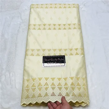 5 ярдов нигерийский 100% хлопок лак атласная ткань для вышивки высокое качество швейцарский вуаль кружевной материал для мужчин дубай стиль 2L120901