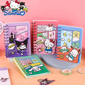 5pcs A6 Sanrio Аниме Kawaii Kuromi My Melody Cinnamoroll Hello Kitty Little Cartoon Notebook Дневник студента Канцелярские товары оптом