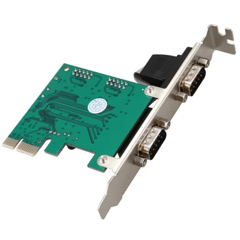 5X PCI-E PCI Express Dual Serial DB9 RS232 2-портовая плата адаптера контроллера Зеленый