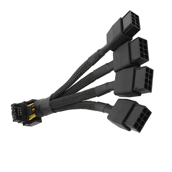 5X для графического процессора RTX4090 RTX4080 4X8-контактный PCI-E на 16-контактный кабель питания видеокарты 12VHPWR Разъем 90 градусов Локтевой кабель