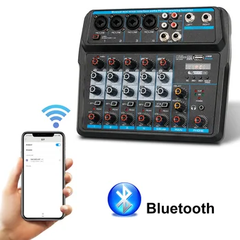 6-полосный аудиомикшер звуковая карта Bluetooth Мобильный телефон Профессиональный микшер для прямых трансляций Звукозаписывающее оборудование Цифровой аудиомикшер