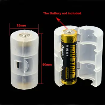 6 шт. Бытовой чехол для адаптера батареи Практичный высококачественный размер AA в C Прозрачный преобразователь батареи Коробка для преобразования батарей