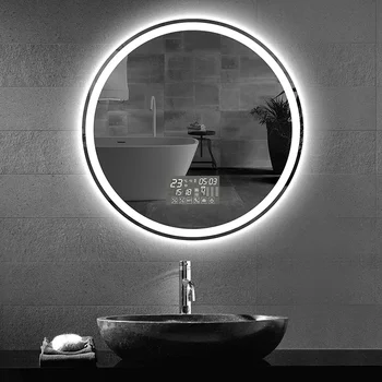 60 см круглое декоративное зеркало для защиты от запотевания в спальне отеля 3-цветная регулируемая подсветка со светодиодным зеркалом для ванной комнаты