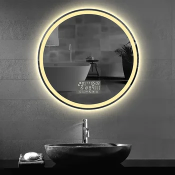 60 см круглое декоративное зеркало для защиты от запотевания в спальне отеля 3-цветная регулируемая подсветка со светодиодным зеркалом для ванной комнаты 5