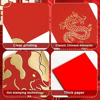 60 шт. Китайский Новый год Красные конверты Весенний фестиваль Счастливые денежные пакеты на год Дракона 2024 5