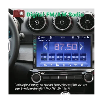 7-дюймовый автомобильный стереофонический HD-сенсорный экран с двойным дином, Carplay Android Auto, 12-светодиодная камера заднего вида, зеркальная связь, USB / AUX, FM авторадио