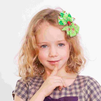 7 шт. Девочка Рождественские детские украшения Детский красный бант Снеговик Заколка для волос Тканевые аксессуары 0